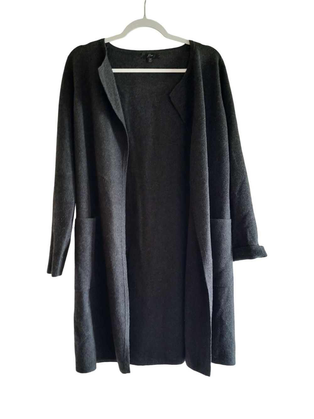 J. Crew Black Wool Blend Open-Front Long Cardigan - Picture 1 of 4